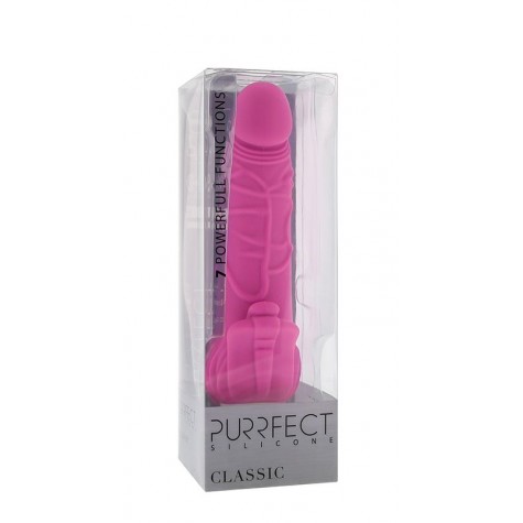 Розовый вибратор с лепестками у основания PURRFECT SILICONE CLASSIC 7INCH PINK - 18 см.