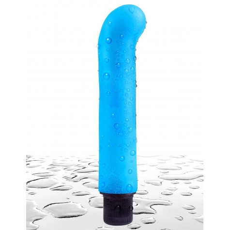 Голубой вибромассажер с загнутым кончиком XL G-Spot Softees - 16,2 см.