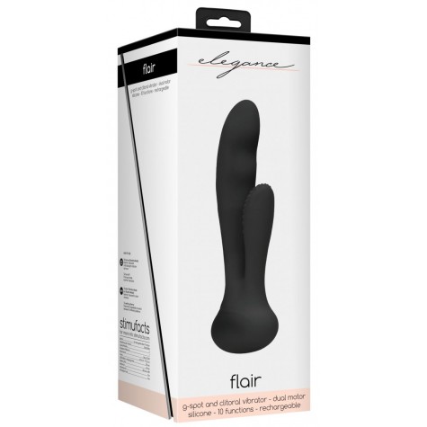 Черный вибратор G-Spot and Clitoral Vibrator Flair - 17,5 см.