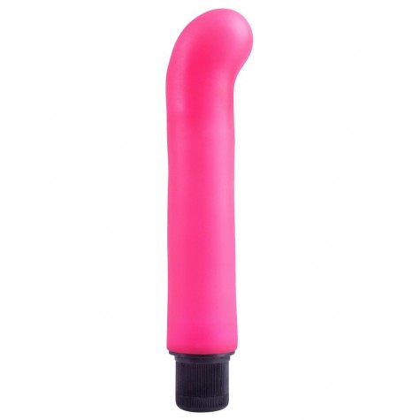 Ярко-розовый вибромассажер с загнутым кончиком XL G-Spot Softees - 16,2 см.